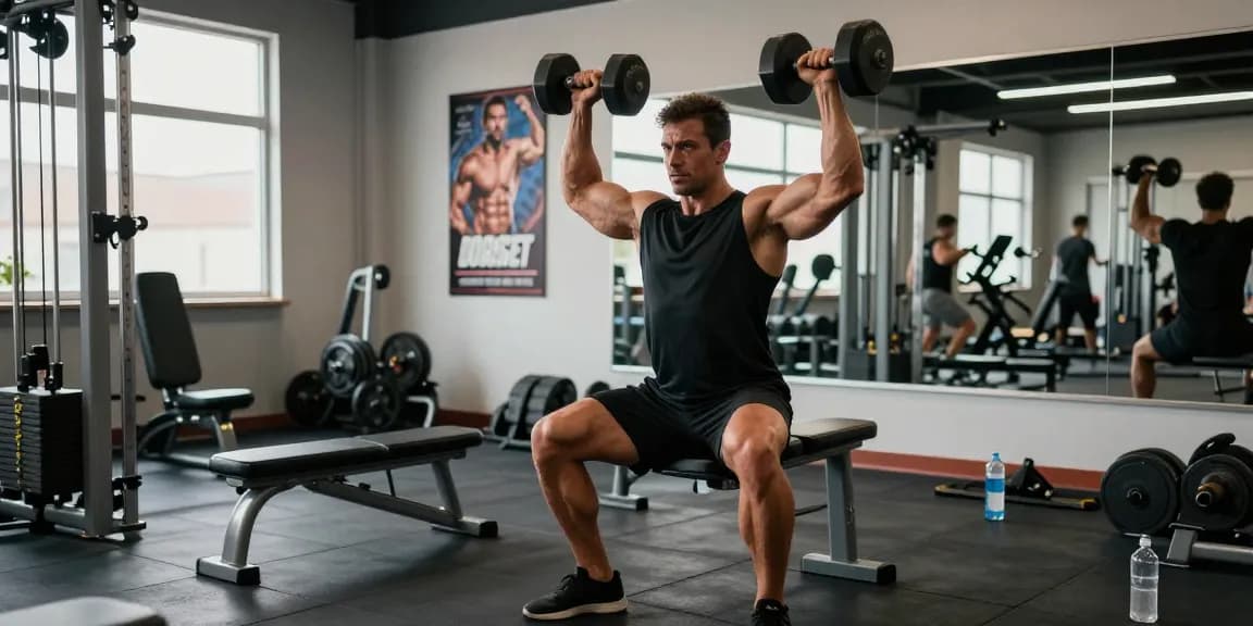 Anabolika Shop showcasing a bodybuilder training intensely in a modern gym, emphasizing muscle growth and dedication.