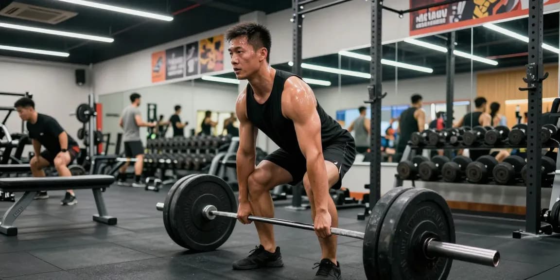 Anabolika Shop Deutschland präsentiert in einer energiegeladenen Fitnessstudio-Szene mit einem Bodybuilder, der Gewichte hebt und den Antrieb für Muskelzuwachs und Fitnesserfolg demonstriert.