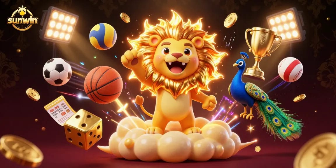 Engage with sunwin's thrilling casino experience featuring a sun lion and dynamic sports elements.