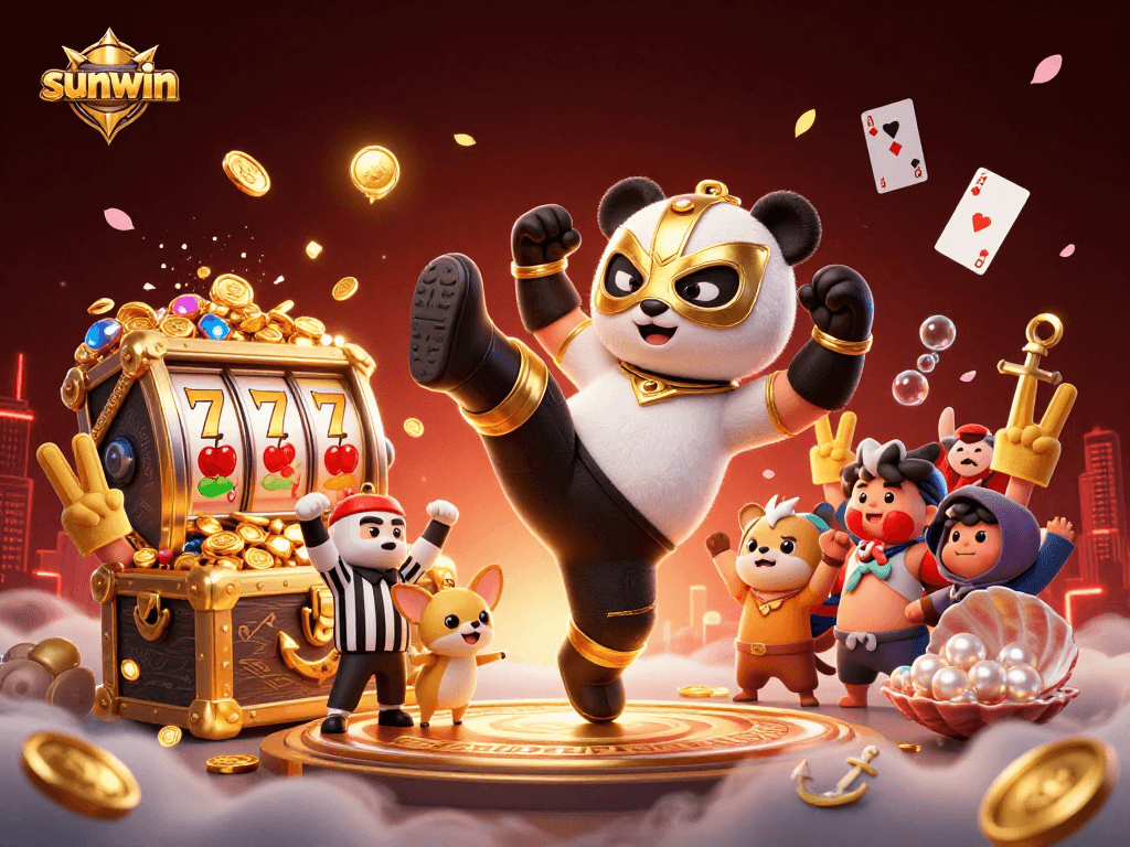 Experience the excitement of sunwin with animated characters and casino game elements.