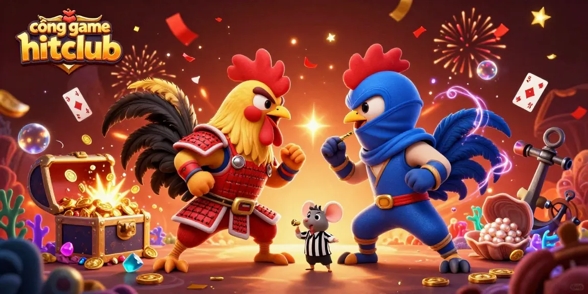 Engage in thrilling action at cổng game hitclub with epic rooster battles and vibrant casino elements.