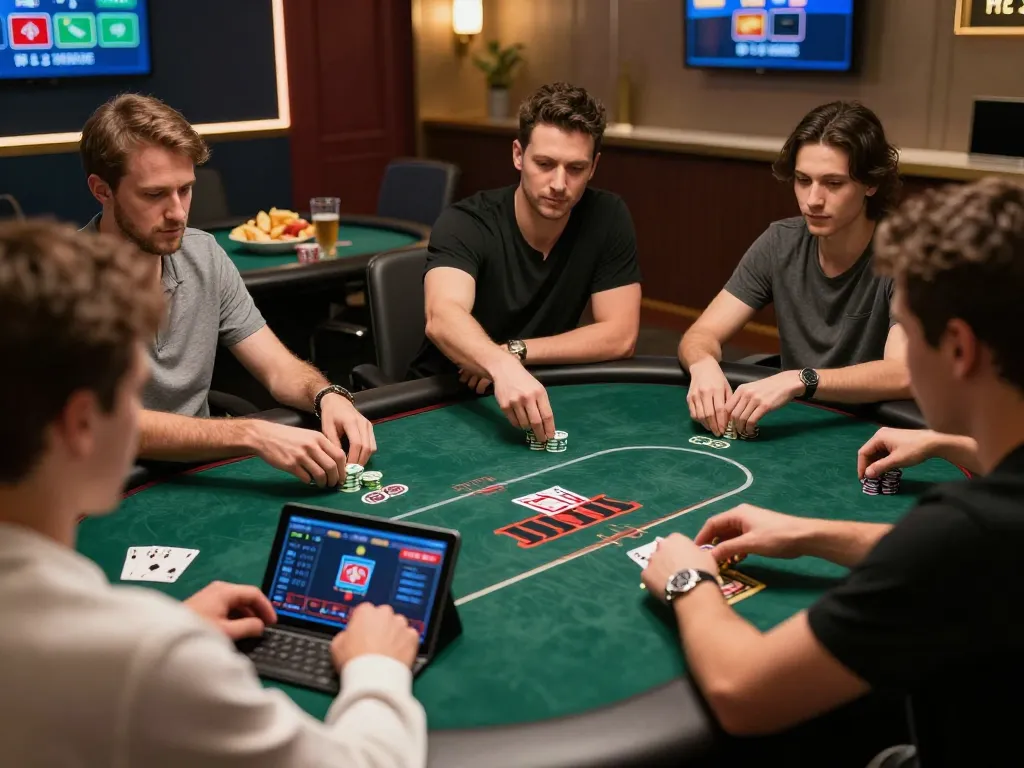 Kkwin players strategizing in a lively online poker game session.