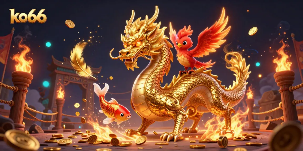 Experience the thrill of ko66 with vibrant golden elements, showcasing a dynamic casino scene.