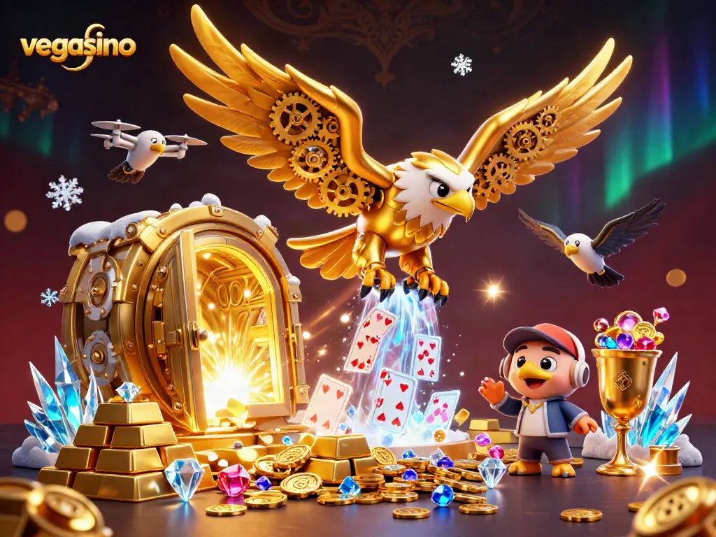 Experience thrilling gameplay at vegasino with a vibrant 3D casino scene illustrating dazzling treasures.