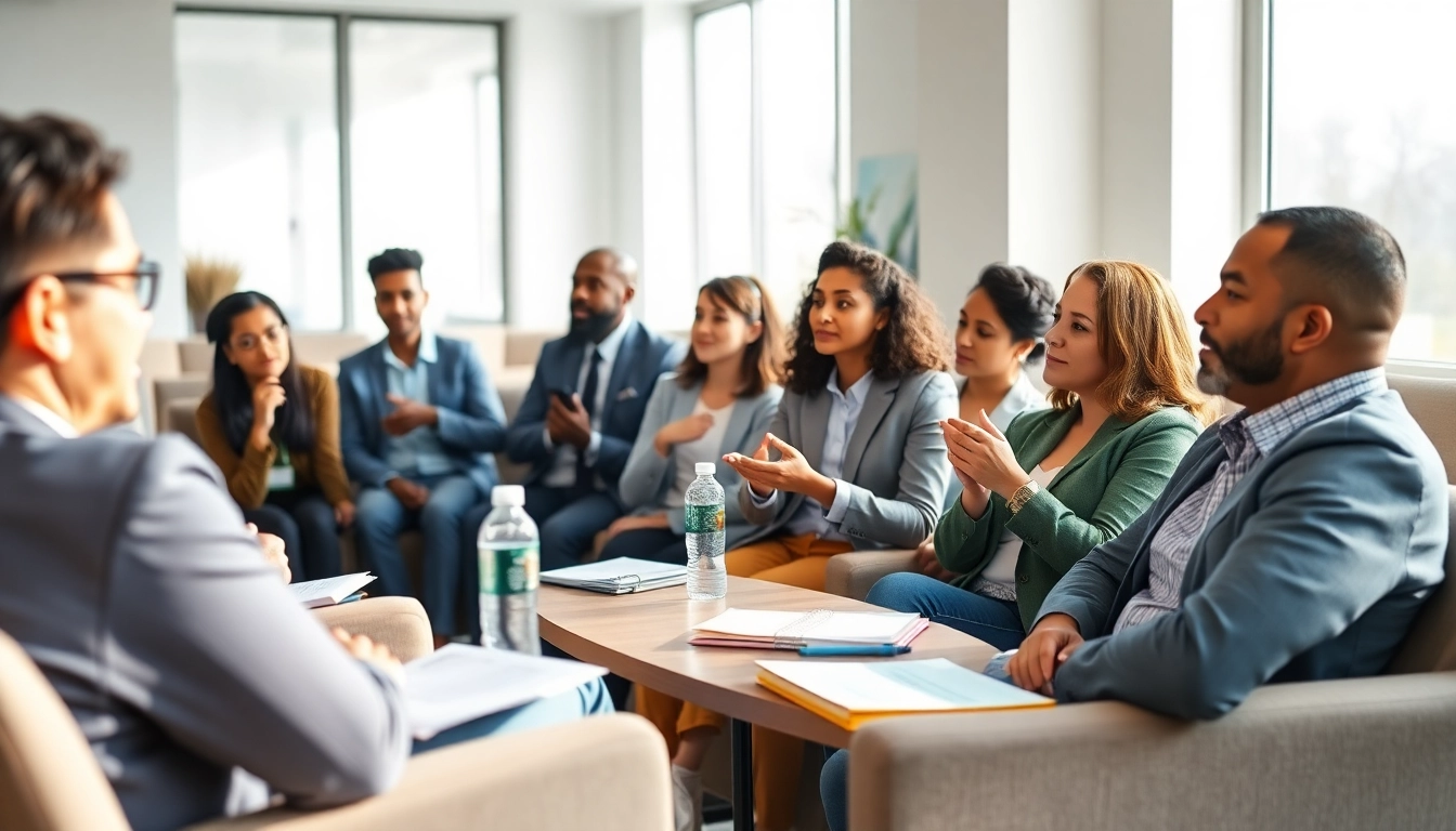 Engaging mental health awareness seminar with diverse participants fostering discussions.