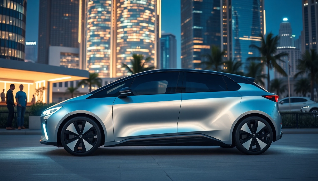 Elektroautos shine in a modern urban environment with a sleek design and vibrant atmosphere.