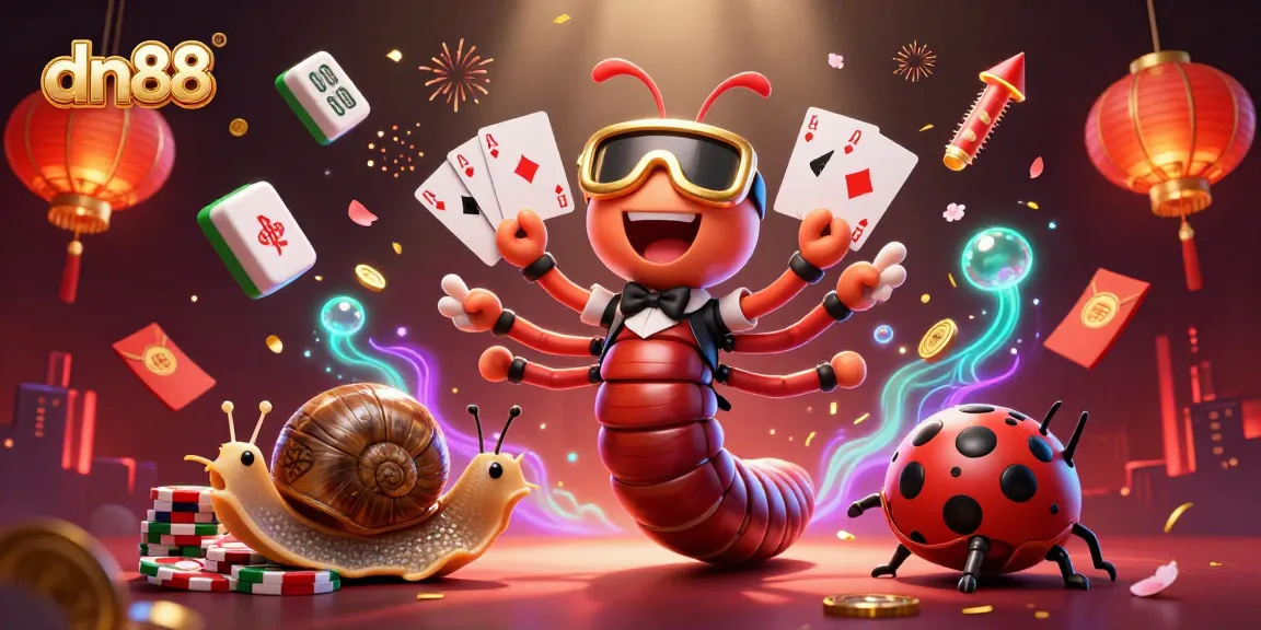 Experience thrilling gameplay with dn88's vibrant 3D casino illustration showcasing cartoon characters in a dynamic scene.