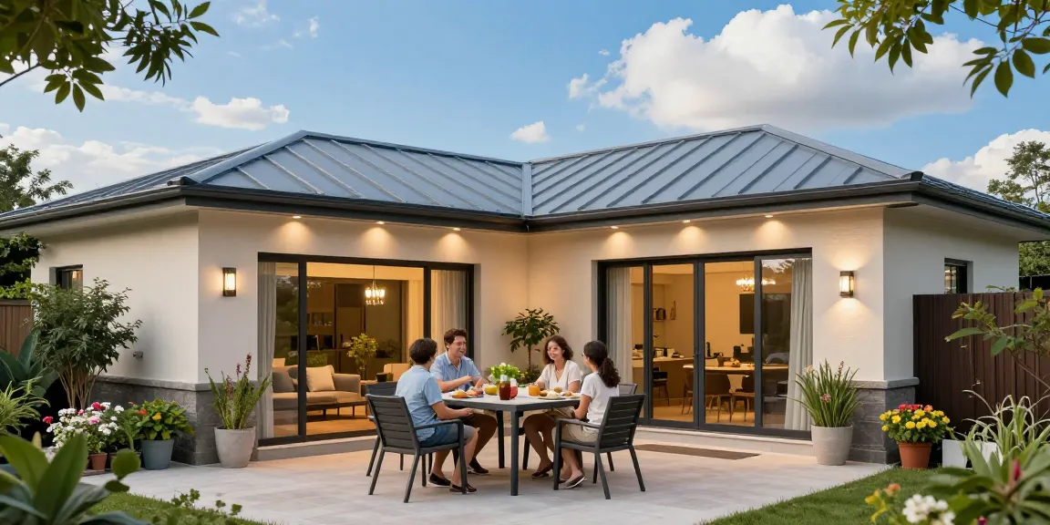 Elegante Terrassenüberdachungen auf einer familienfreundlichen Terrasse mit stilvollem Außenmobiliar.