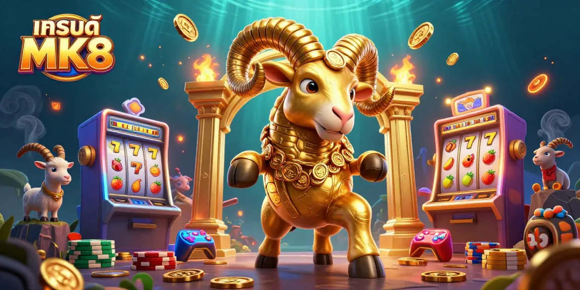 Engage in the thrilling world of แบรนด์ MK8 with this vibrant illustration showcasing golden casino excitement.
