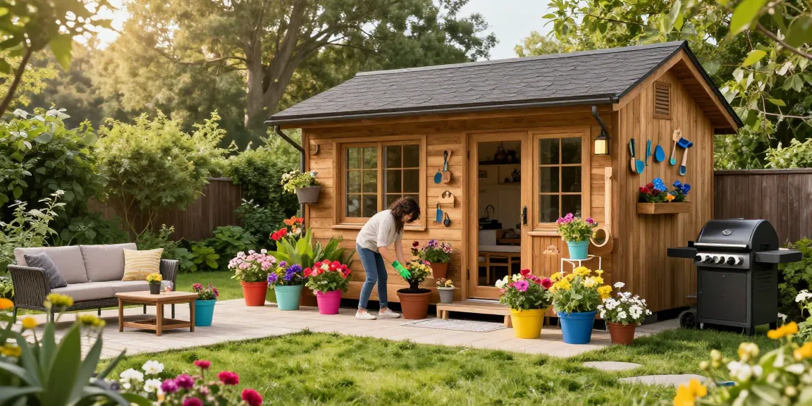 Gartenhaus mit bunten Blumen und entspanntem Gartenbereich für optimale Erholung