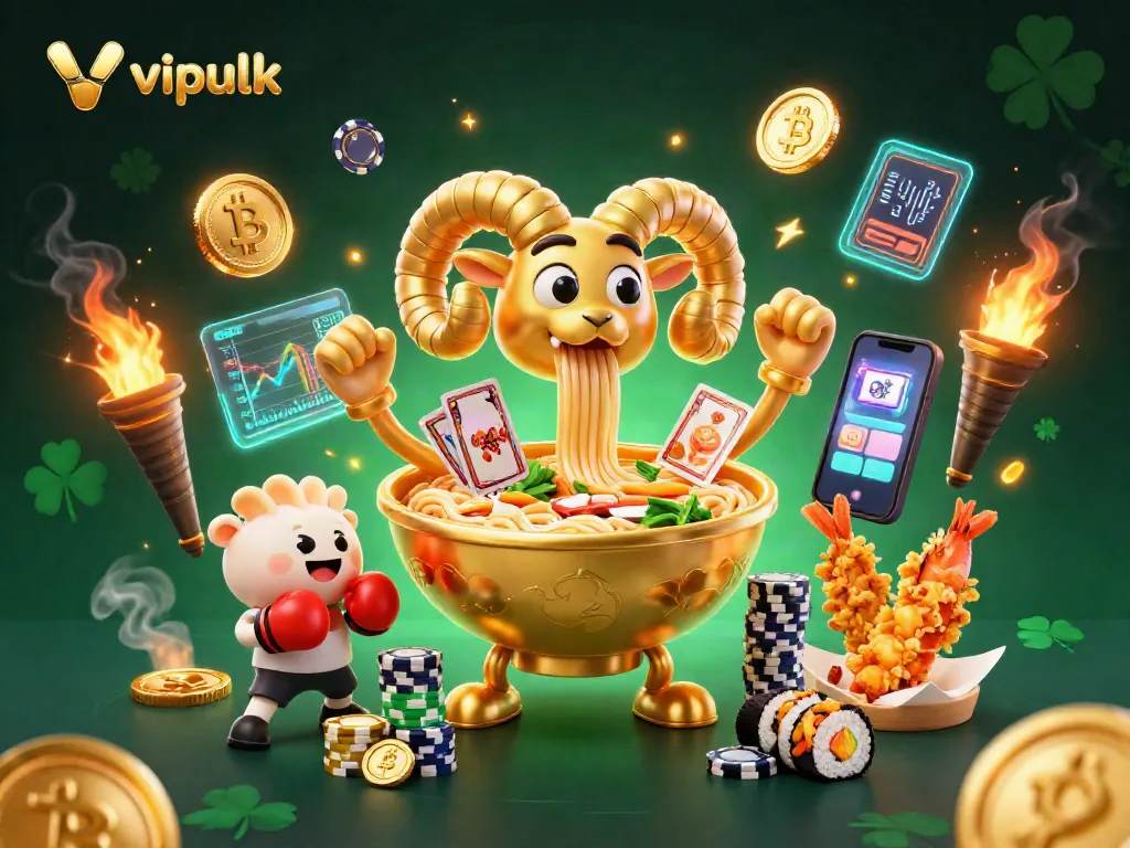 Play exciting casino games with vipluck in a vibrant, colorful 3D illustration filled with luck and fun.