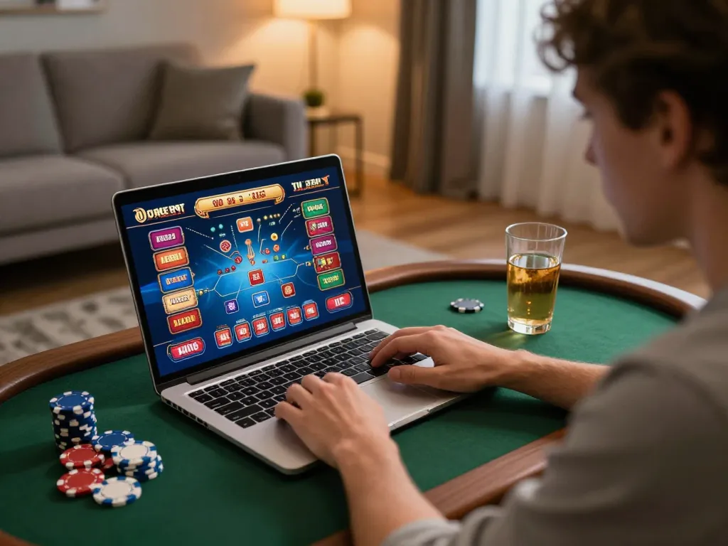 Player engaging in online gaming on TR88, showcasing strategy at home with casino interface displayed