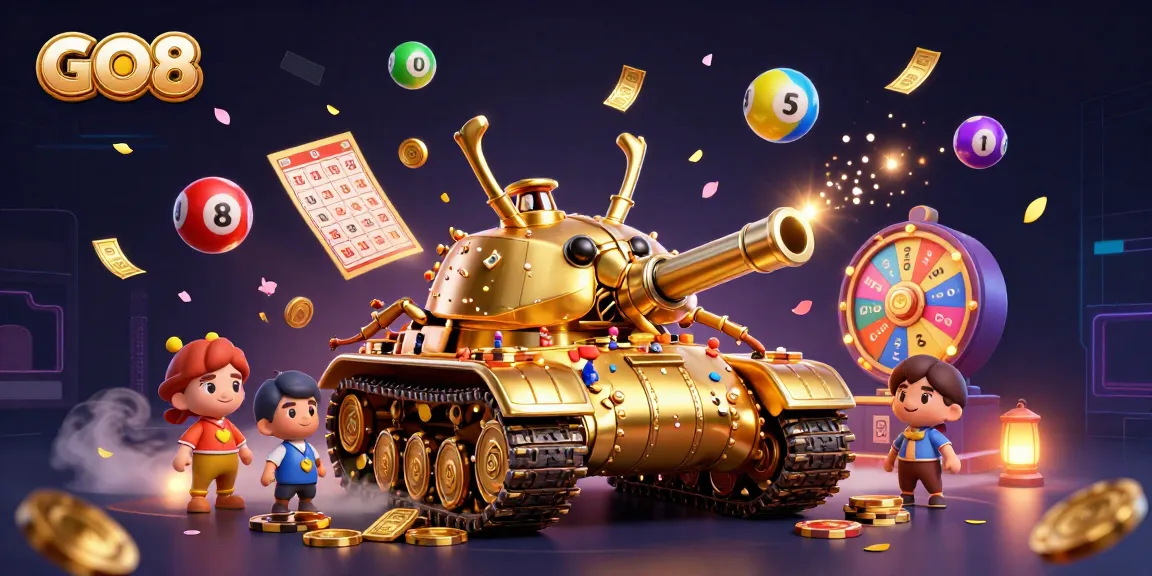 Engage in thrilling gaming action with GO8's vibrant scene featuring confetti and prizes.
