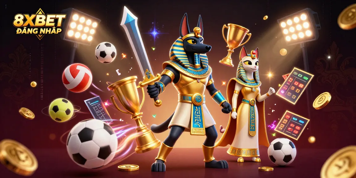 Engage with thrilling betting action at 8XBET ĐĂNG NHẬP, featuring dynamic sports elements and vibrant casino visuals.