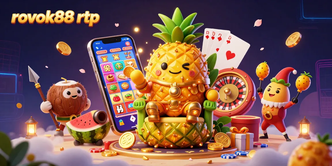 Engage with rokok88 rtp as the golden pineapple king presides over a vibrant beach casino filled with dynamic gaming elements.